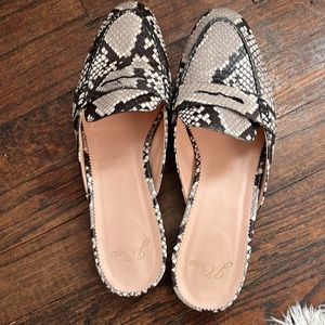 J crew snakeskin mules